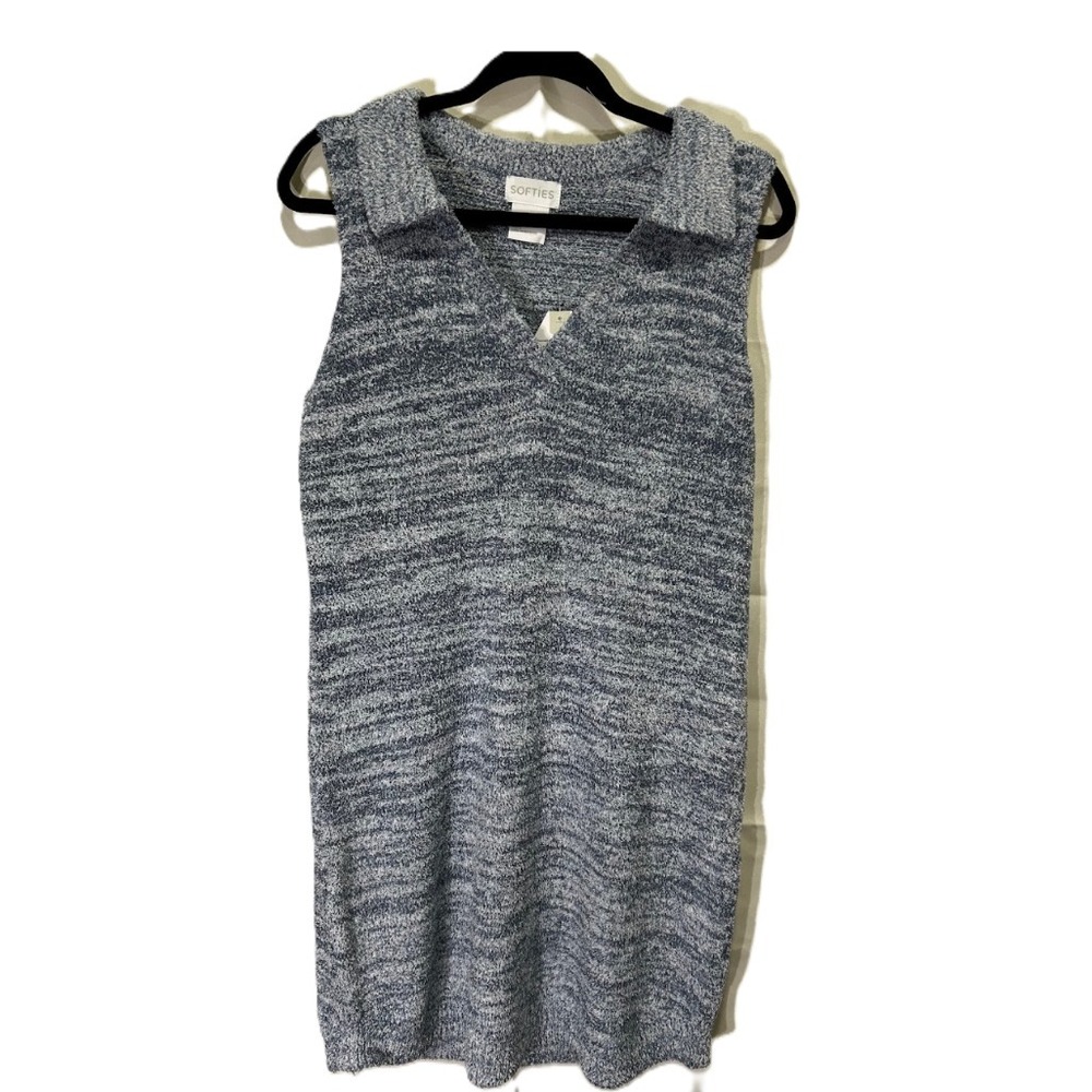Softies Sleeveless Johnny Collar Lounge‎ Dress Heather Indigo Small NEW